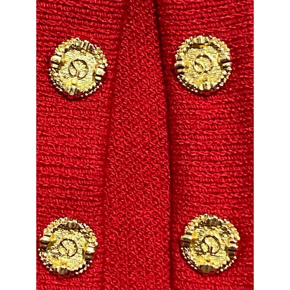 VINTAGE ST JOHN CARDIGAN JACKET SMALL RED KNIT FESTIVE HOLIDAYS CHRISTMAS - Picture 6 of 13
